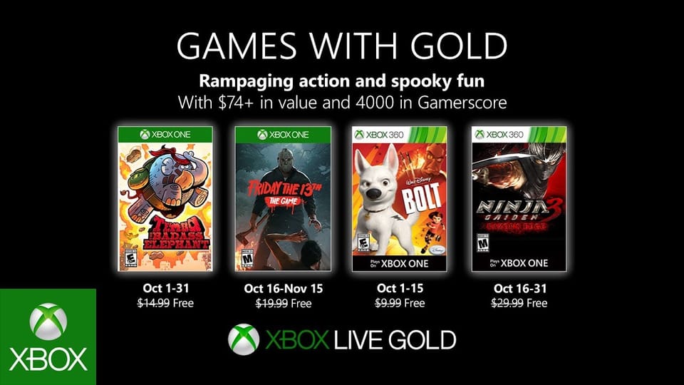 Games with Gold: Diese Spiele gibt es im Oktober gratis